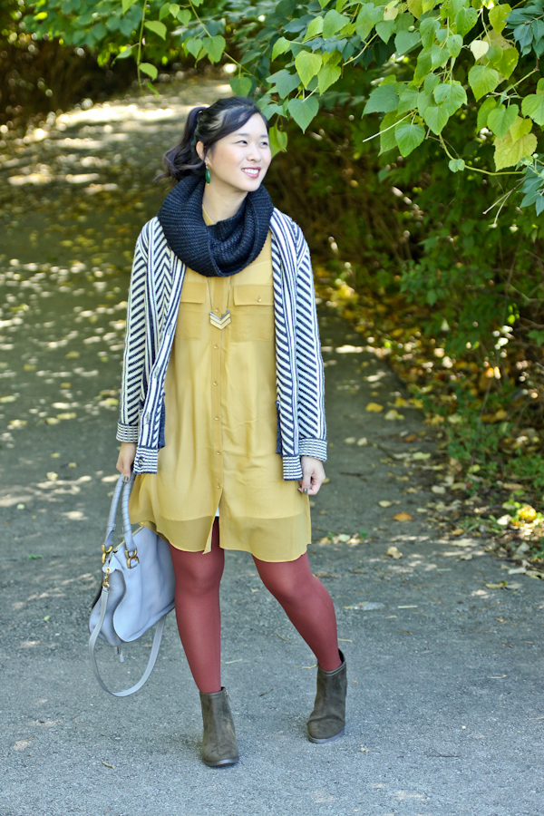 Transitioning Into Fall With A Mustard Shirt Dress | SandyALaMode