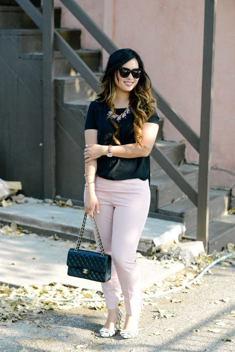 Pink and Black Work outfit + On Trend Tuesdays Linkup! | SandyALaMode