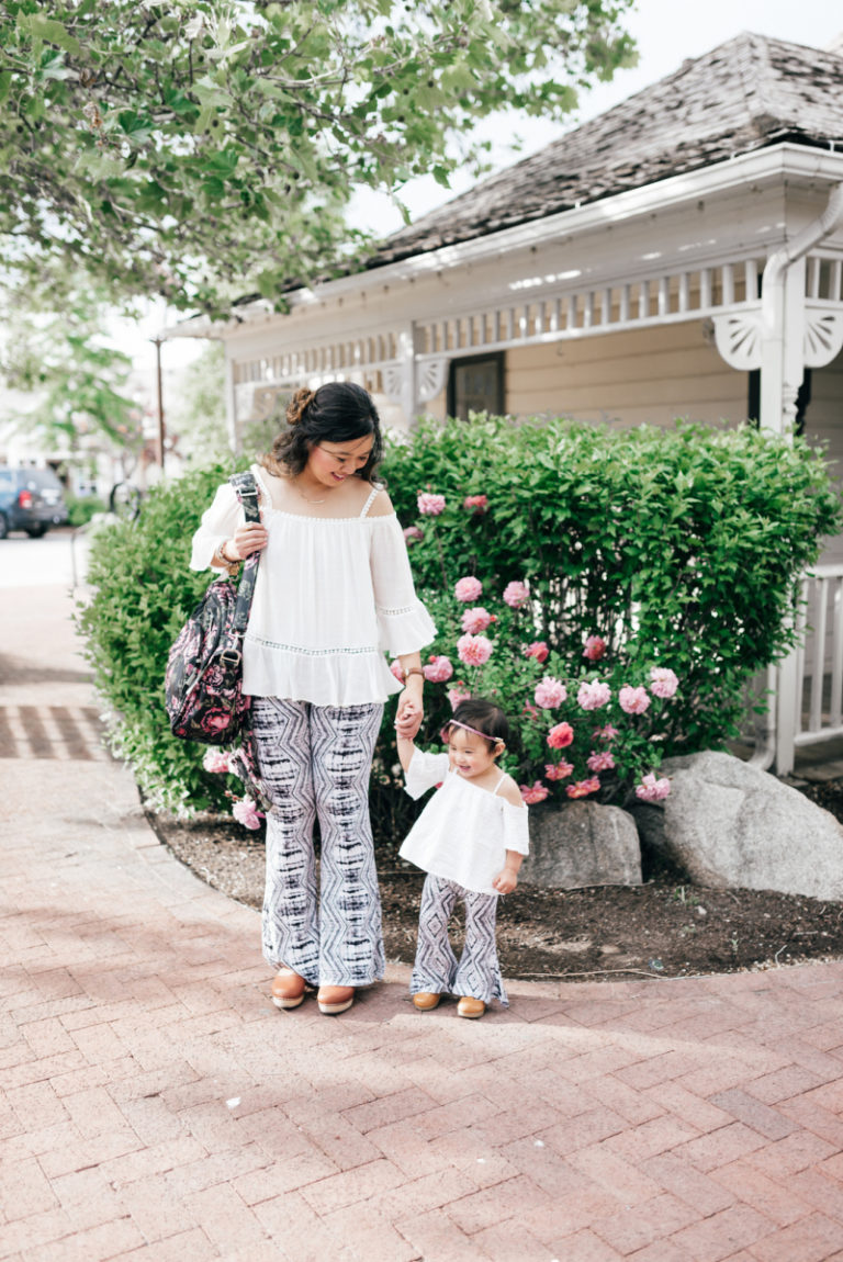 Mommy And Me Style White Tops And Bell Bottoms Sandyalamode