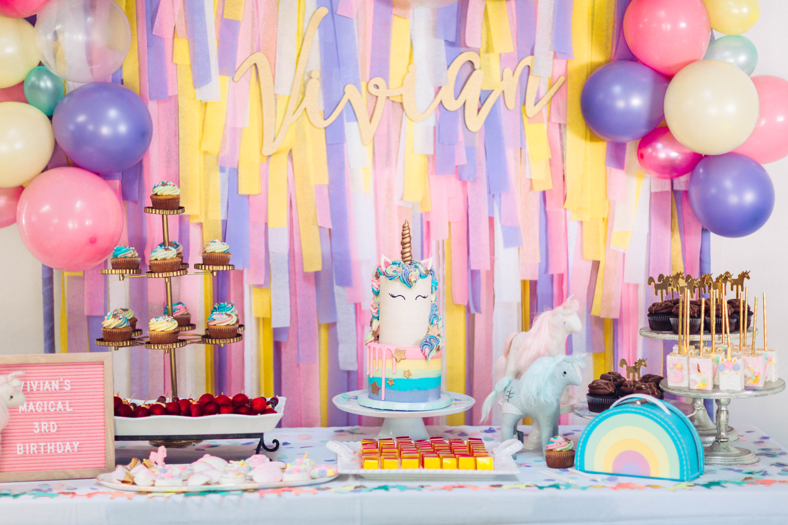 Rainbow Birthday Party in pastel colors - My Party Design