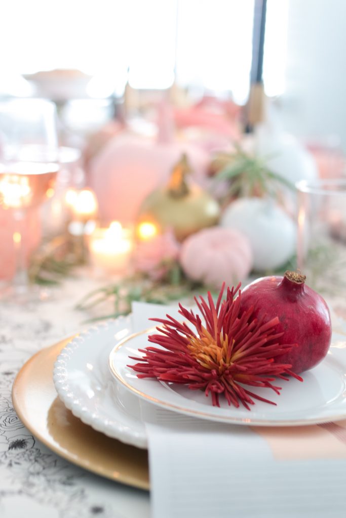 Pink and Gold Fall / Thanksgiving Tablescape | Sandy a la Mode