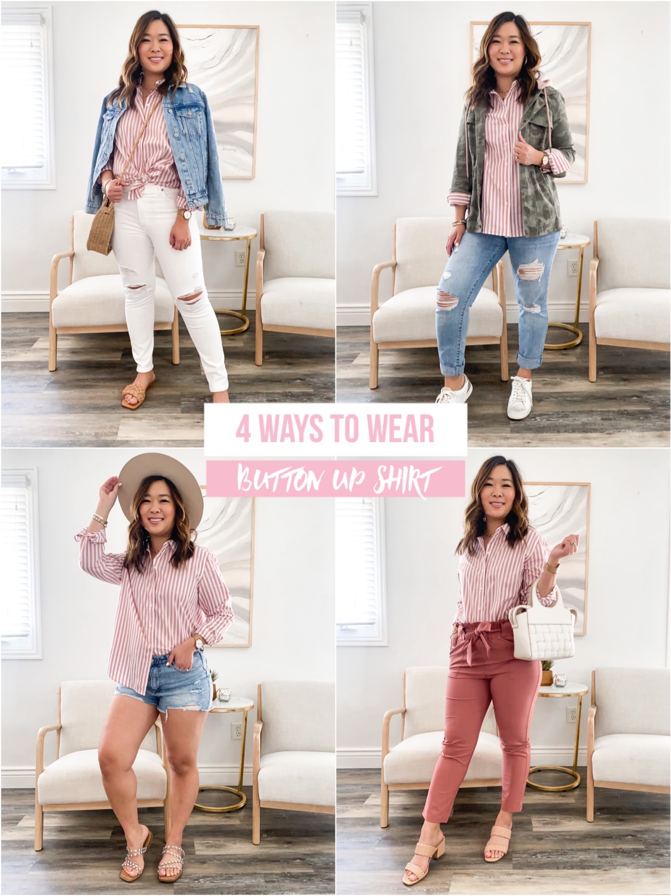 4 Ways To Wear A Button Up Shirt | SandyALaMode